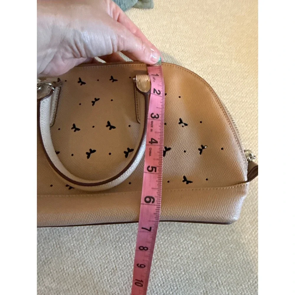 Coach Sierra Satchel Butterfly Laser Cut Beige Crossgrain Leather Dome Bag